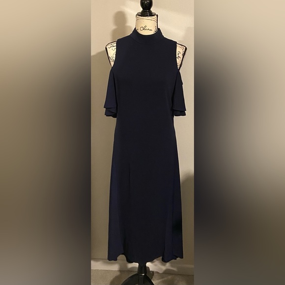 NWT Kensie Cold Shoulder Flutter Sleeve High-Low Dress - Picture 3 of 15